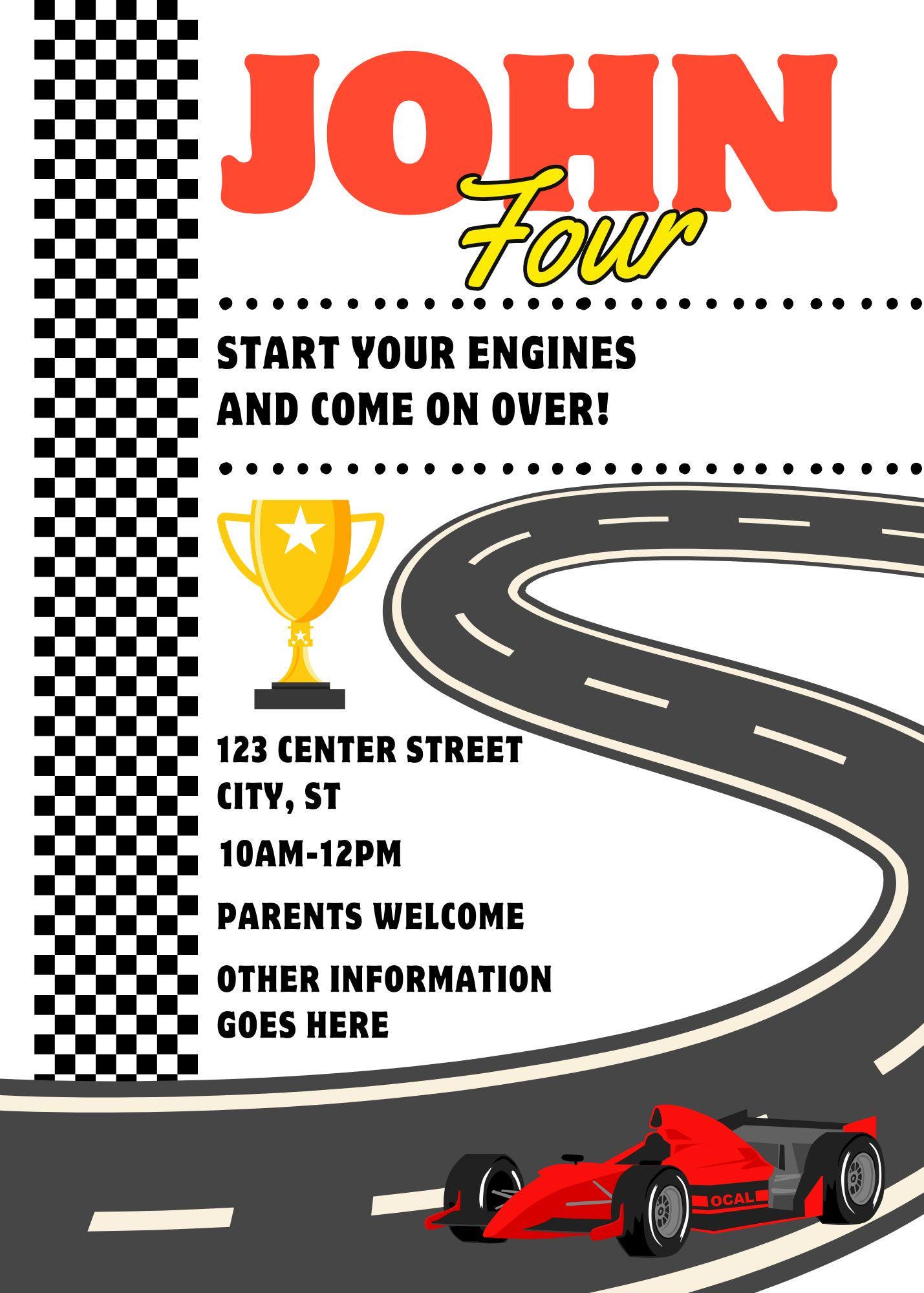 Race Car Birthday Invitation - Etsy