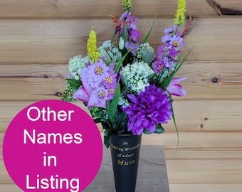 Grave Vase Spike Cemetery Flowers Artificial Dad Mum Nan Grandad Chrysanthemum