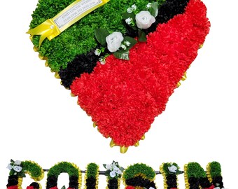 St Kitts and Nevis Funeral Flowers Artificial Tribute Wreath Memorial Dad Heart