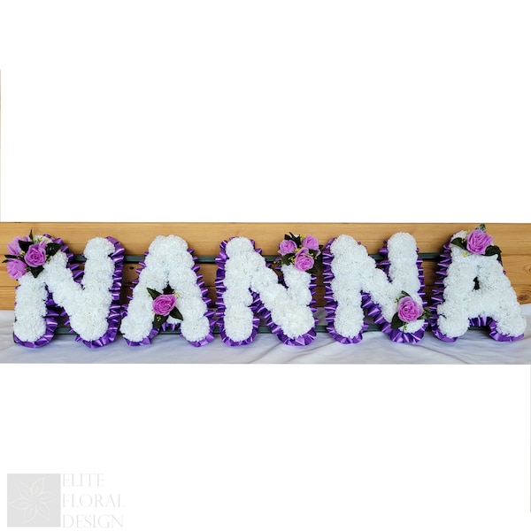 NANNA Funeral Flowers Artificial Tribute Wreath Silk Grave Memorial Letters or Any 5 Letter Name