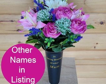 Grave Vase Spike Cemetery Flowers Artificial Dad Mum Nan Grandad Ranunculus Lily