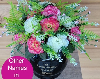 Grave Pot Cemetery Flowers Artificial Dad Mum Wife Grandad Carnation Metal Pot