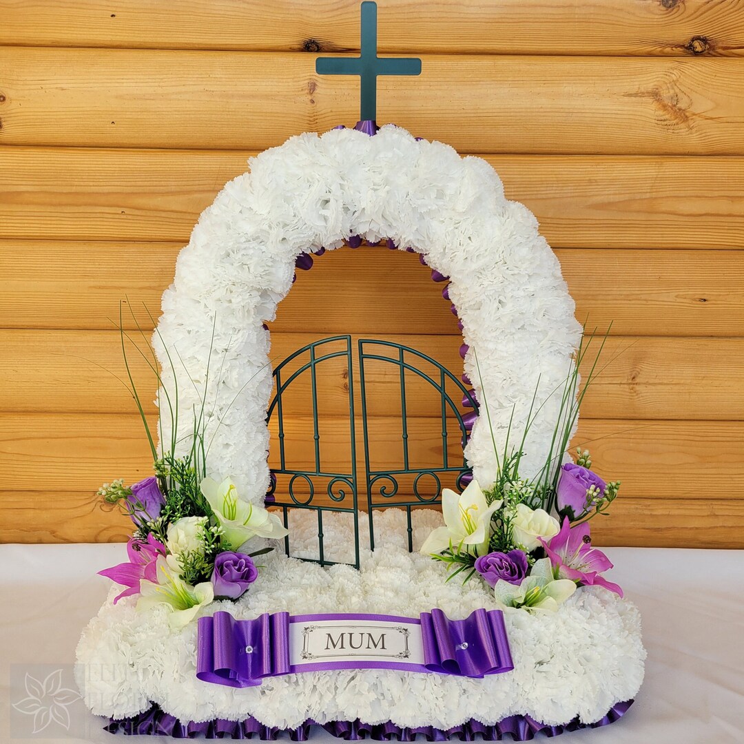 Gates of Heaven Funeral Flowers Artificial Tribute Wreath Silk Grave