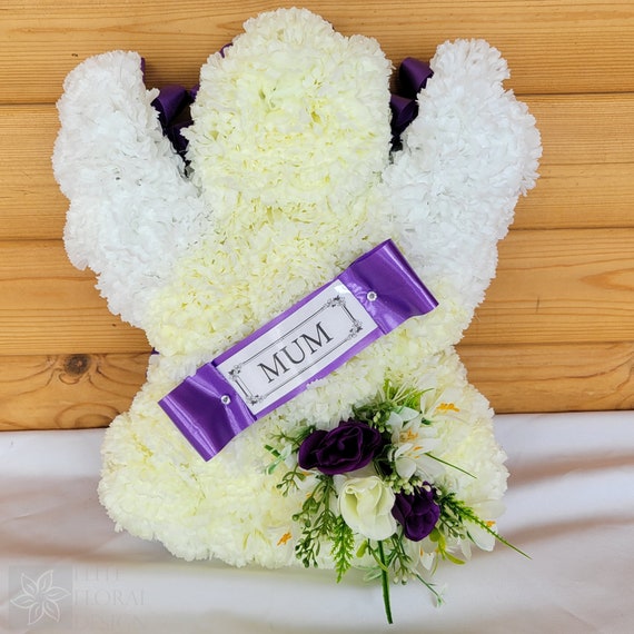Corona Fúnebre Cruz De Seda Artificial | Homenaje A La Abuela O Nan | Flores Inmortales Personalizables