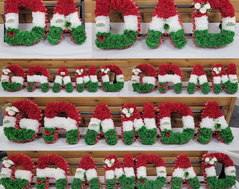 Welsh Theme Funeral Flowers Artificial Tribute Wreath Silk Grave Memorial Letters or Any 2, 3, 4, 5, 6, 7 or 8 Letter Name