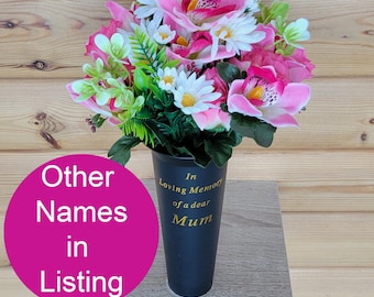 Grave Vase Spike Cemetery Flowers Artificial Dad Mum Nan Grandad Rosebud Orchid