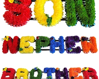 Multi Colour Funeral Flowers Artificial Tribute Wreath Memorial Dad Flag Heart