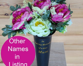 Grave Vase Spike Cemetery Flowers Artificial Dad Mum Nan Grandad Peony Astilbe