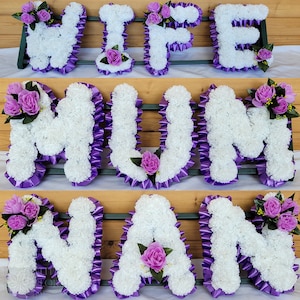 WIFE MUM NAN Funeral Flowers Artificial Tribute Package Wreath Silk Grave Memorial Letters - or Any Other Names