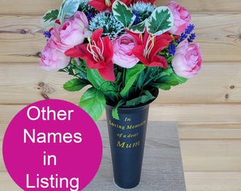 Grave Vase Spike Cemetery Flowers Artificial Dad Mum Nan Grandad Lily Ranunculus