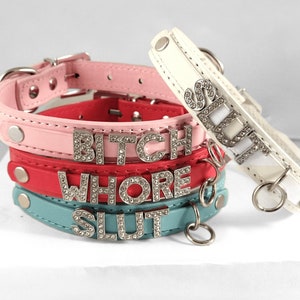 Thick O ring collar with huge letters in pink, red, white, blue or black (Men’s/plus sized)