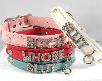 Thick O ring collar with huge letters in pink, red, white, blue or black (Men’s/plus sized)