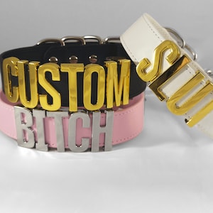 Gargantilha feminina personalizada, gargantilha com nome, colar gótico com palavras, gargantilha com letras iniciais de cosplay, colar largo e dourado, presentes para ela