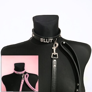 Conjunto de collar y correa, gargantilla personalizada para mujer, collar con nombre para mascotas, collar con subnombres, iniciales y subcorrea.