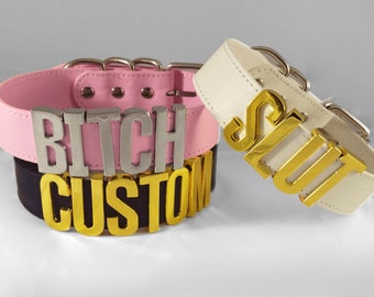 Moda PU Pelle Lettere Personalizzate Pap&agrave; Shine Girocollo Strass Bling Chocker Collana Cosplay Collare Di Gioielli Personalizzati