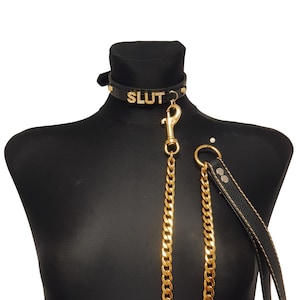 Conjunto de collar y correa dorados, gargantilla personalizada para mujer, collar con nombre, cadena dorada sólida, collar para mascotas, collar con subtítulos en inglés, letras iniciales
