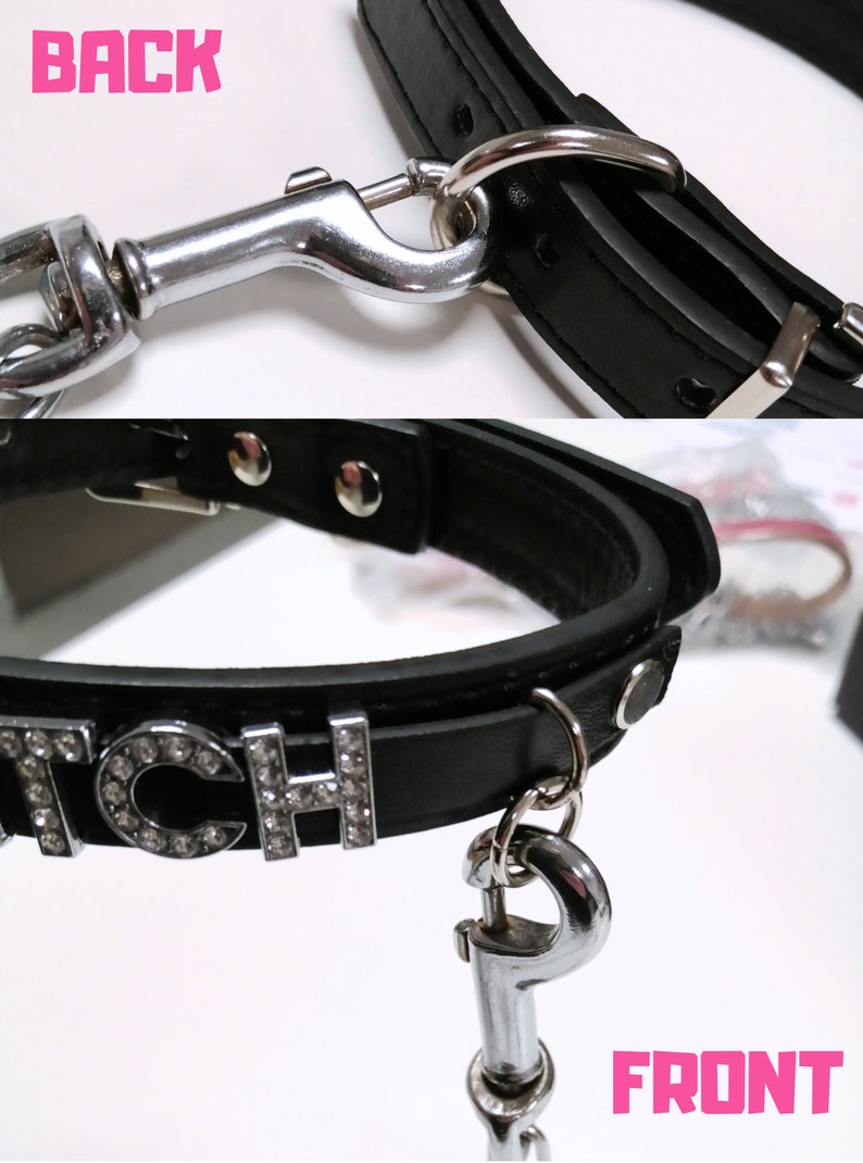 Custom, SLUT, DADDY or PUDDIN thick collar with huge silver letters choker. Choose your words. image 4