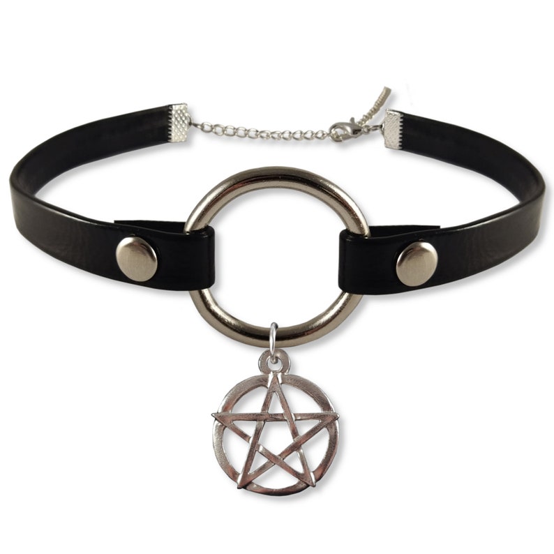 Colgante Esotérico Oculto. Charm gargantilla PENTAGRAMA invertido. Pentáculo celta Wiccan / collar Pagan Wicca / joyería de brujería imagen 3