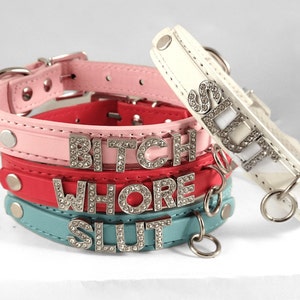 Custom, SLUT, DADDY or PUDDIN thick collar with huge silver letters choker. Choose your words. image 2
