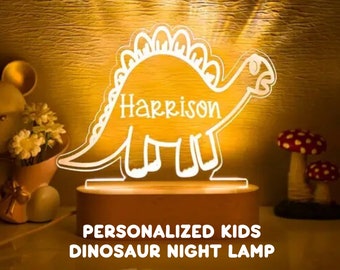 Lampe dinosaure veilleuse personnalisée pour enfant | Veilleuse personnalisée pour bébé | Lampe de chevet bébé personnalisée