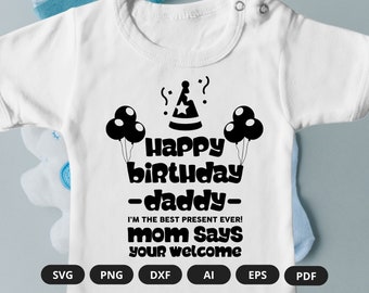 Joyeux anniversaire papa | Cache-couches HBD | Anniversaire surpris Onesie | Anniversaire Onesie | Drôle d’anniversaire Onesie | Combinaison drôle pour bébé