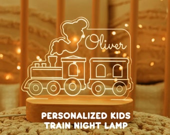 Lampe train nocturne personnalisée pour enfant | Veilleuse personnalisée pour bébé | Lampe de chevet bébé personnalisée