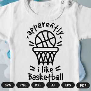 Apparently I Like Basketball | Baby Basketball SVG | Funny Baby Sport Onesie | Baby Sport Onesies | Baby Sport SVG | Sport Onesie