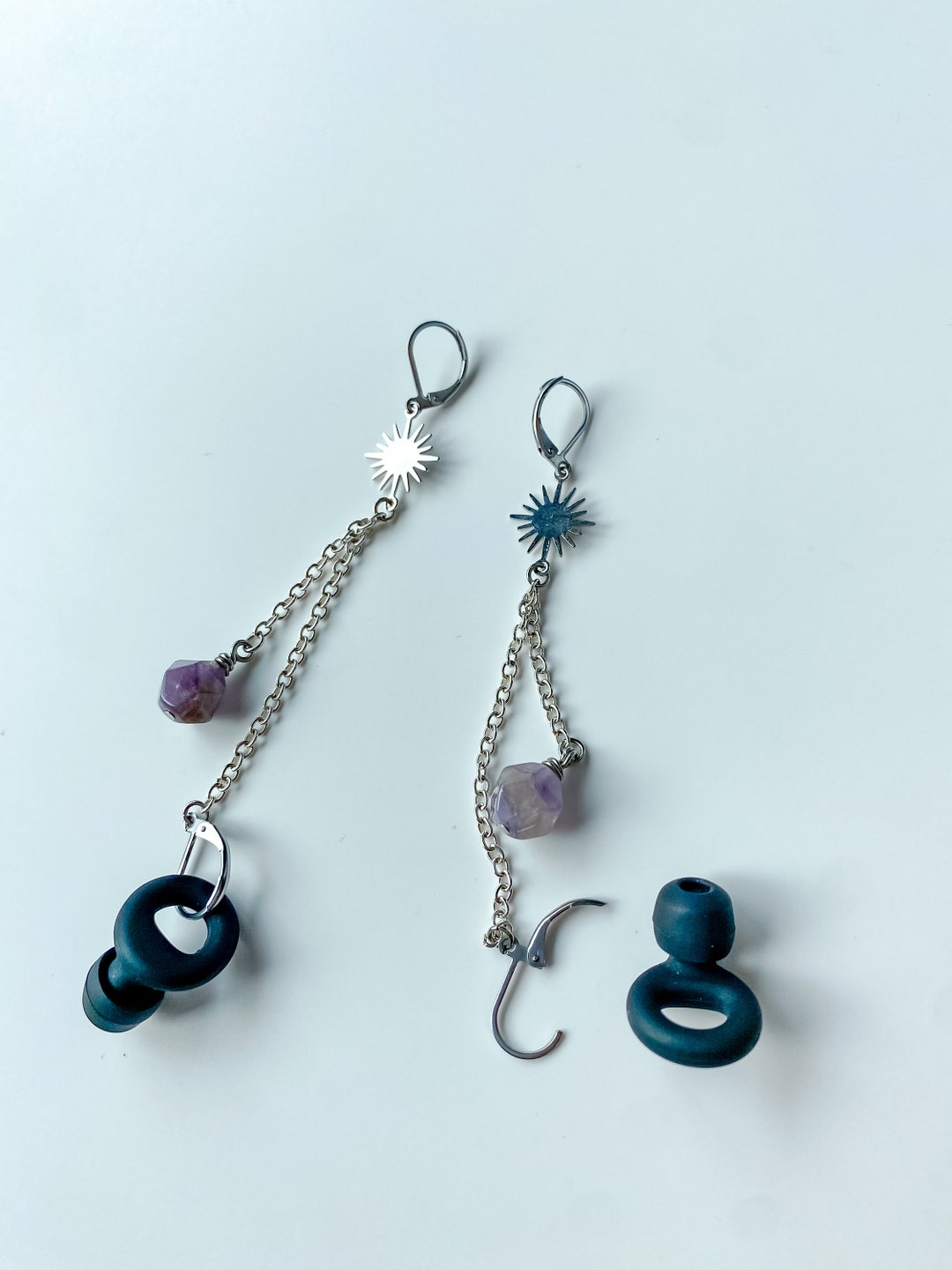 Amethyst Sunburst Earrings for Loop Earplugs Sensory Etsy
