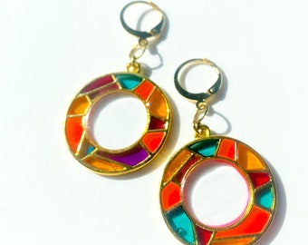 Museum inspired mystery Stained glass style earrings