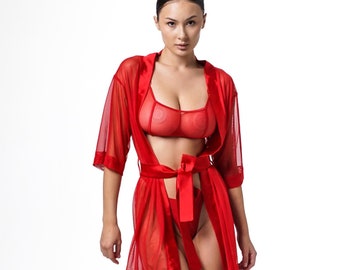 Dessous sehen durch Robe, Satin Schiere Robe, Durchsichtig Robe, Sheer Roben Frauen Nachtwäsche
