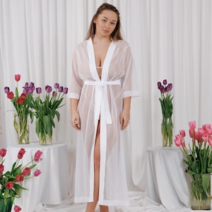 Vestaglie lunghe per damigelle d&#39;onore, Vestaglia trasparente per matrimonio, Vestaglia trasparente trasparente, Vestaglie trasparenti Abbigliamento da notte da donna
