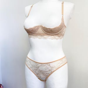 Open cupless shelf bra and Open crotched panty, Open crotched lingerie uncencered, Quarter cupless bra plus size, Lingerie see through