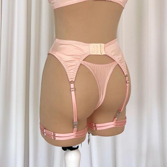 Micro Thong Extreme Garter Belt for Stockings Satin Lingerie Set, Garter  Belt With Thigh Strap Garter Belt With Thong Lingerie See Through - Etsy