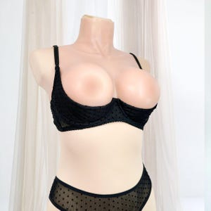 Plank-bh met stippen bh met kwart cups open cuploze bh open ondersteuning lingerie doorzichtige open kruislingerie bh met halve cups