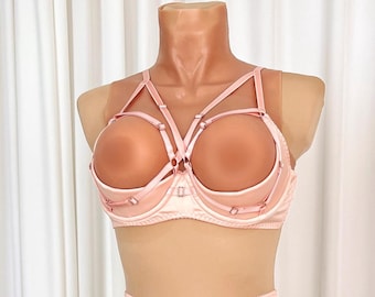Satin Shelf Bra Open, 1/4 Quarter cup bra with support, Open Cupless bra plus size, Half cup bra, Lingerie see through