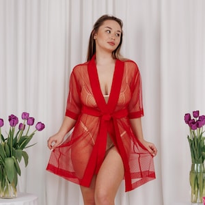 Vestaglia trasparente da notte Lingerie trasparente Vestaglia da sposa trasparente Abito da notte trasparente