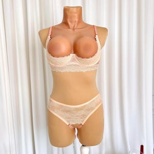 Lingerie set cupless bra, Open cupless bra for large bust, Lingerie see through uncen, Open panty lingerie