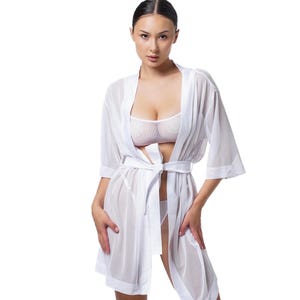 Wedding robe for bride, Sheer robe for women Valentines day gift for her, See through nightgown, Sheer robes Women nightwear, Bridal robe