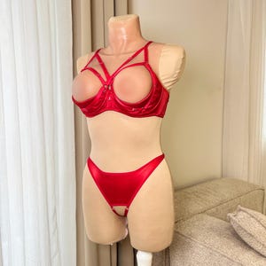 Plus size lingerie, Open crotched lingerie, Open lingeries, cupless lingerie, bikini see through panties, Half cup shelf bra