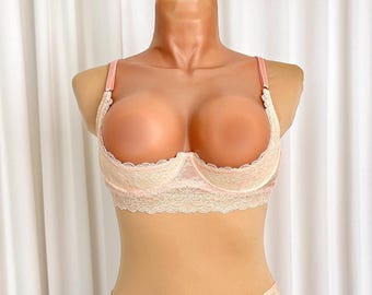 Shelf bra open cupless extreme, Quarter cup bra plus size, Open cupless bra lace, Half cup shelf bra, Sheer bra