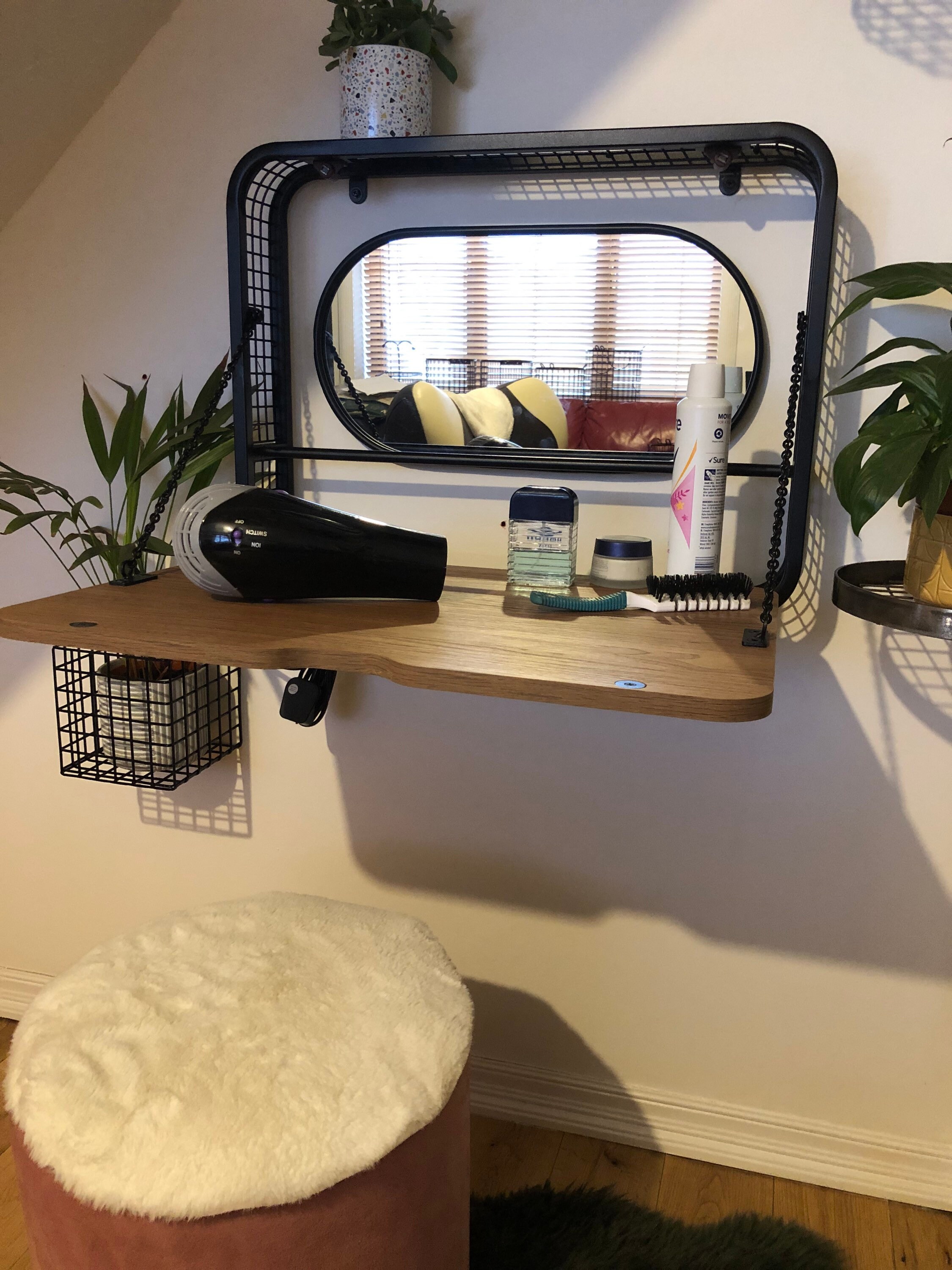 Floating Desk Black Metal Mesh Office Desk Wall Mounted Etsy UK