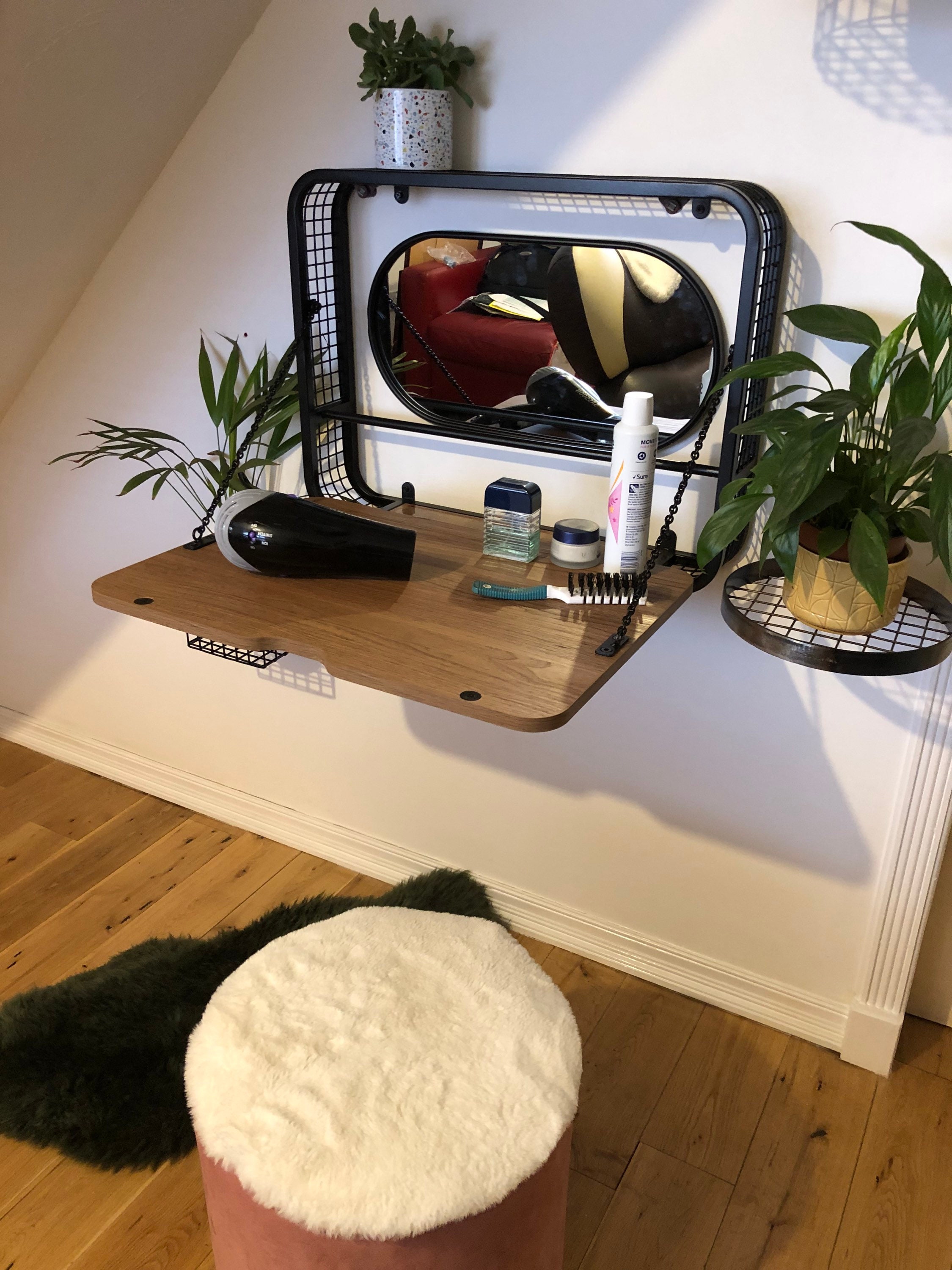 Floating Desk Black Metal Mesh Office Desk Wall Mounted Etsy UK