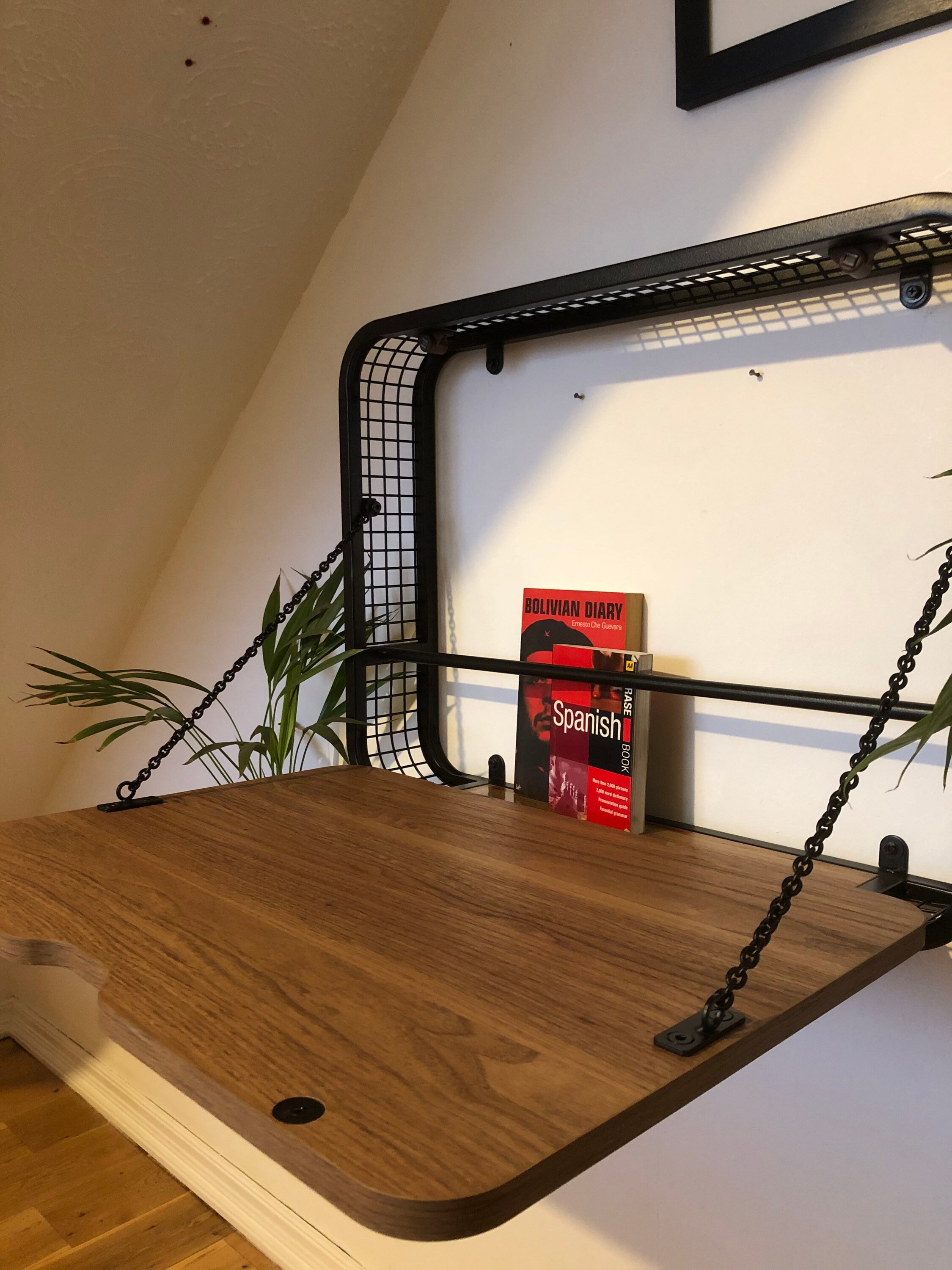 Floating Desk Black Metal Mesh Office Desk Wall Mounted Etsy UK