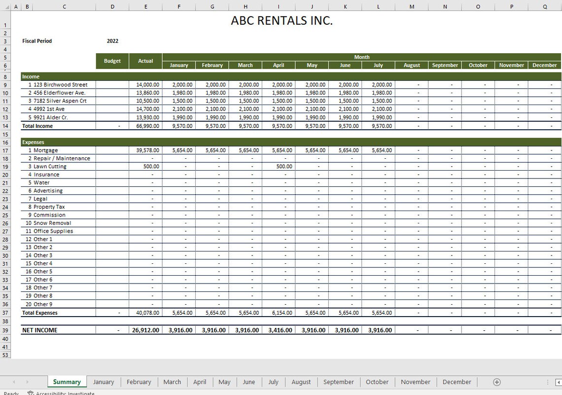 Income and Expense Worksheet for Income Property Portfolio - Etsy