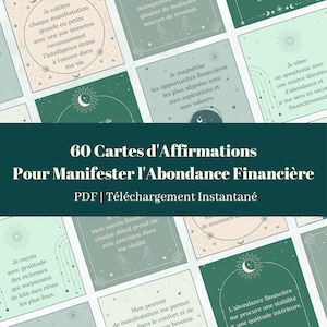 60 Cartes Affirmations Abondance Financière, Rituel de Manifestation, Loi de l’Assumption, Tableau de visualisation, Mantra, PDF à imprimer