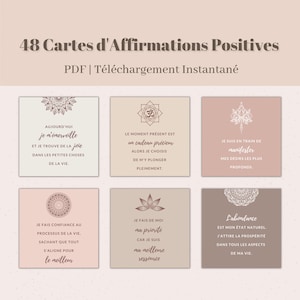 48 Cartes d'affirmations positives PDF - Développement personnel, Loi de l’Attraction, Manifestation, Gratitude - Téléchargement Instantané