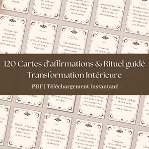 120 Cartes d'Affirmations Positives à imprimer & Guide Rituel (Ebook PDF) | Gratitude, Confiance en soi, Mantra, Manifestation, Vision board