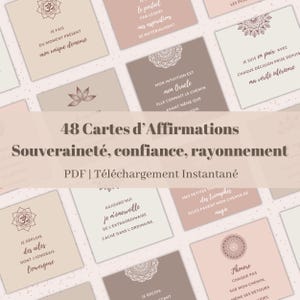 48 Tarjetas de Afirmaciones Positivas en Francés | PDF Imprimible | Gratitud, Confianza, Meditación, Manifestación | Tablero de Visión