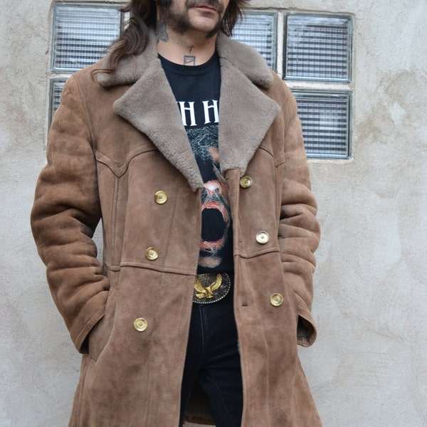 Sheepskin coat, size S/M - second hand - VINTAGE 70s