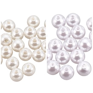 Cuentas espaciadoras de perlas acrílicas: marfil, crema, blanco (3 mm-12 mm)